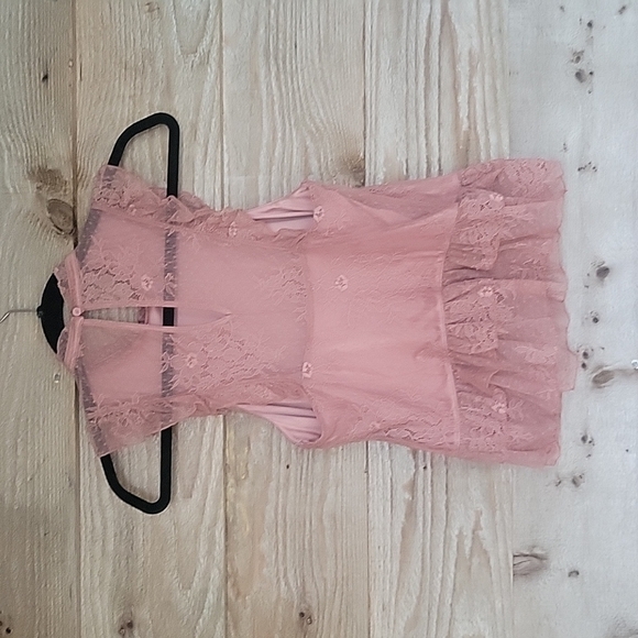 Express Blush Pink Lace Top Size XSmall - Picture 3 of 6